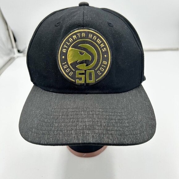 NBA Atlanta Hawks Zephyr Black/Gold Cap Hat Arena Exclusive Snapback 3D Logo - Picture 1 of 8